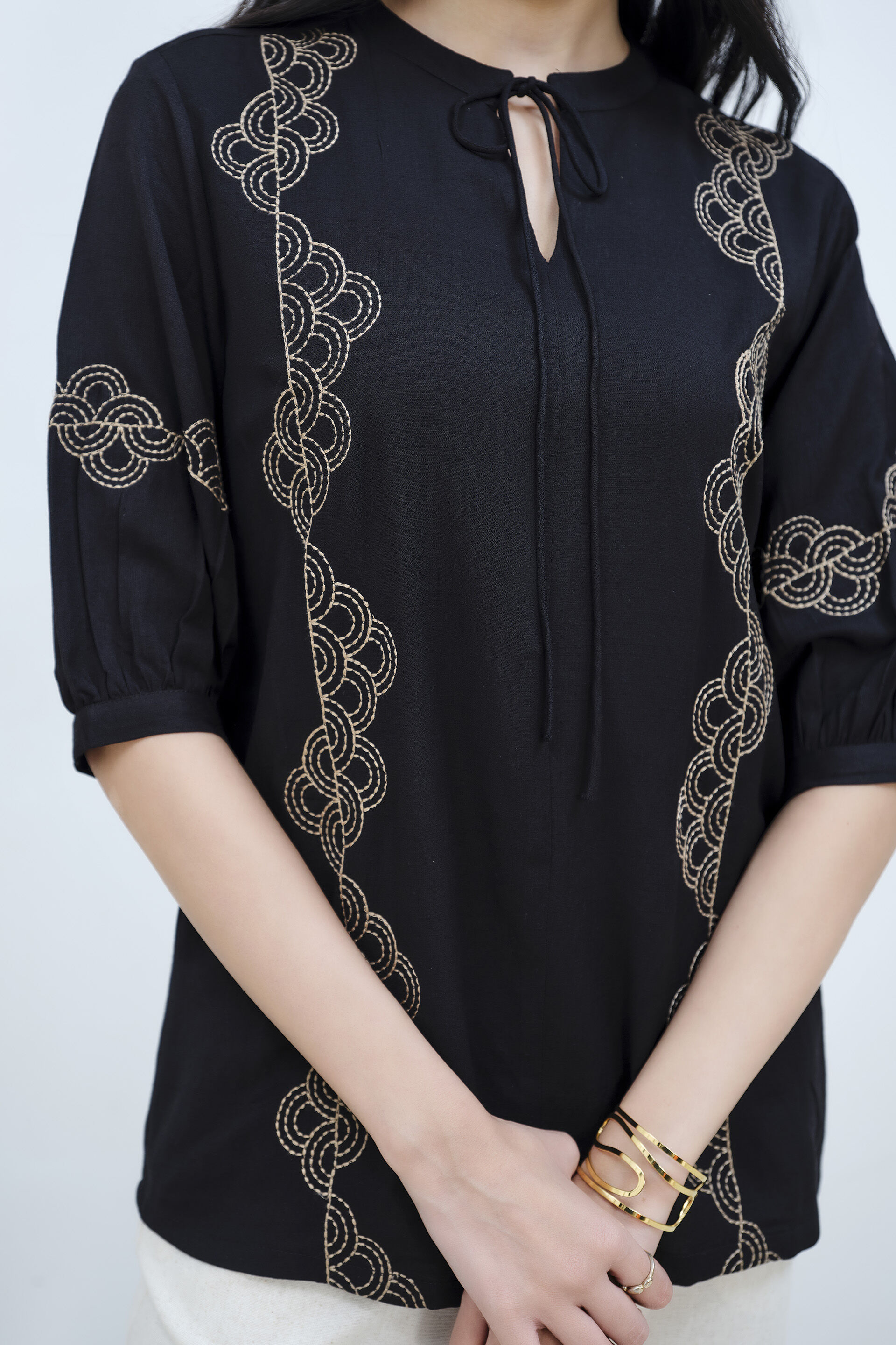 Black Embroidery Top, Black, image 5